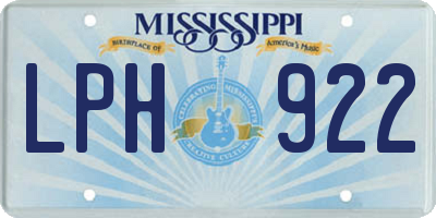 MS license plate LPH922