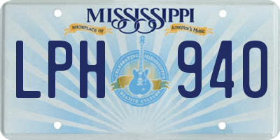 MS license plate LPH940
