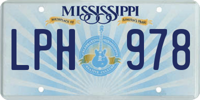 MS license plate LPH978