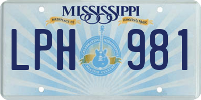 MS license plate LPH981