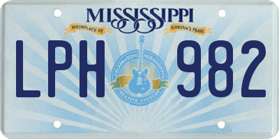 MS license plate LPH982
