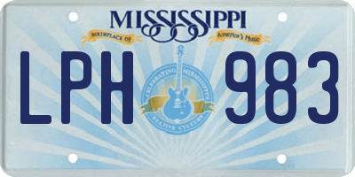 MS license plate LPH983