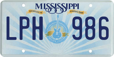 MS license plate LPH986