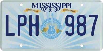 MS license plate LPH987