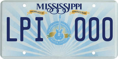 MS license plate LPI000