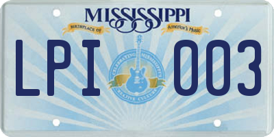 MS license plate LPI003