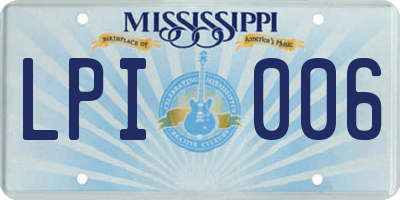 MS license plate LPI006