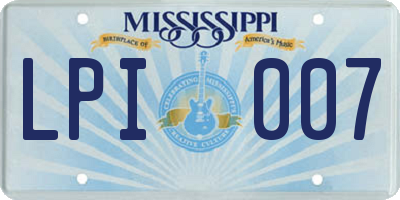MS license plate LPI007