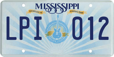 MS license plate LPI012