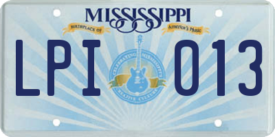 MS license plate LPI013
