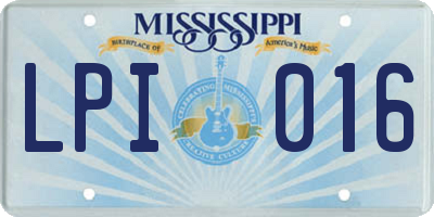 MS license plate LPI016