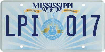 MS license plate LPI017
