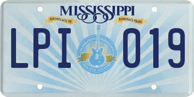 MS license plate LPI019