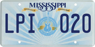 MS license plate LPI020