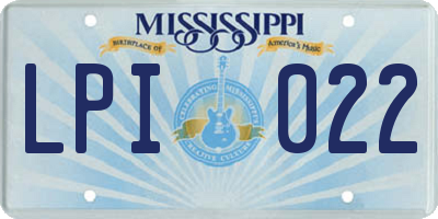 MS license plate LPI022