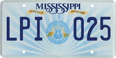 MS license plate LPI025