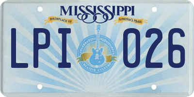 MS license plate LPI026