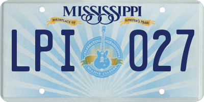 MS license plate LPI027