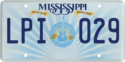 MS license plate LPI029