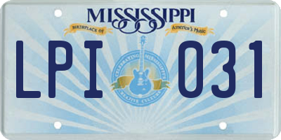 MS license plate LPI031