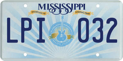 MS license plate LPI032