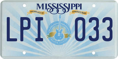 MS license plate LPI033