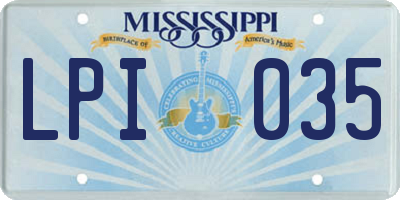 MS license plate LPI035
