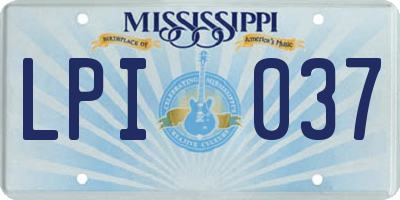 MS license plate LPI037