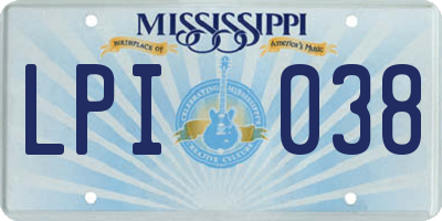 MS license plate LPI038