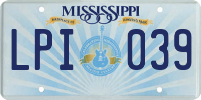 MS license plate LPI039