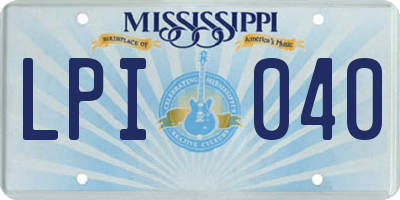 MS license plate LPI040