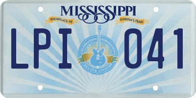 MS license plate LPI041