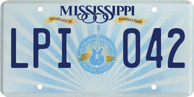 MS license plate LPI042