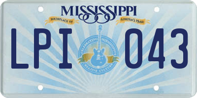 MS license plate LPI043