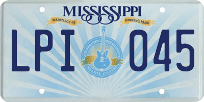MS license plate LPI045