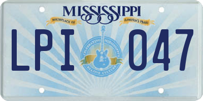 MS license plate LPI047