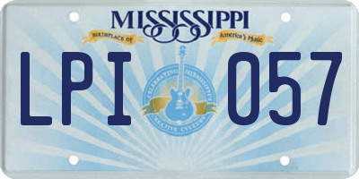 MS license plate LPI057