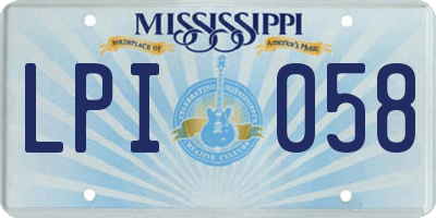 MS license plate LPI058
