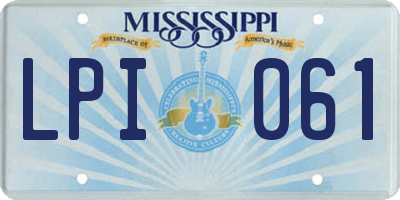 MS license plate LPI061