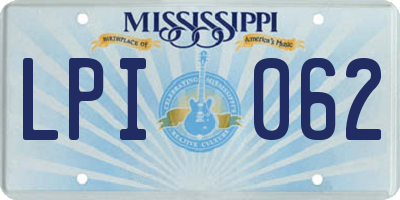 MS license plate LPI062