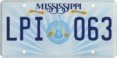 MS license plate LPI063