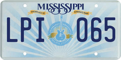 MS license plate LPI065