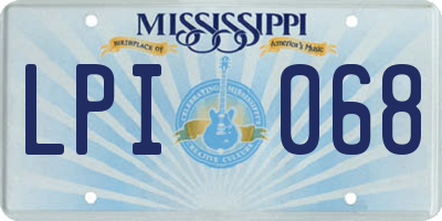 MS license plate LPI068