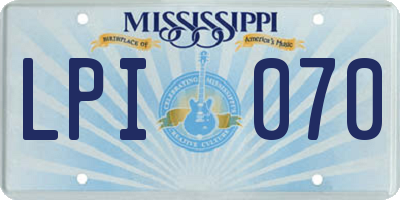 MS license plate LPI070