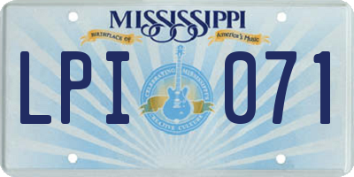 MS license plate LPI071