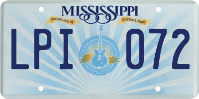 MS license plate LPI072