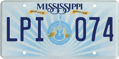 MS license plate LPI074
