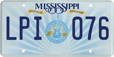 MS license plate LPI076