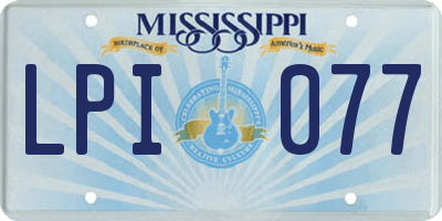 MS license plate LPI077