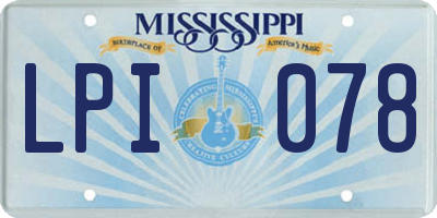 MS license plate LPI078